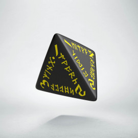 D4 Runic Black & yellow Die