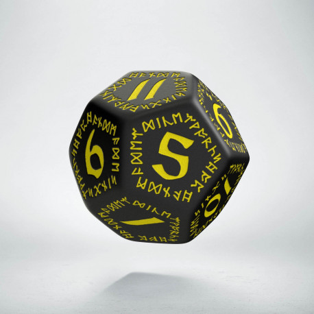 D12 Runic Black & yellow Die