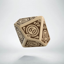 D100 Steampunk Clockwork Beige & brown Die