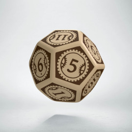 D12 Steampunk Clockwork Beige & brown Die