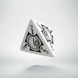 D4 Steampunk Clockwork White & black Die