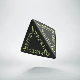 D4 Runic Black - glow in the dark die