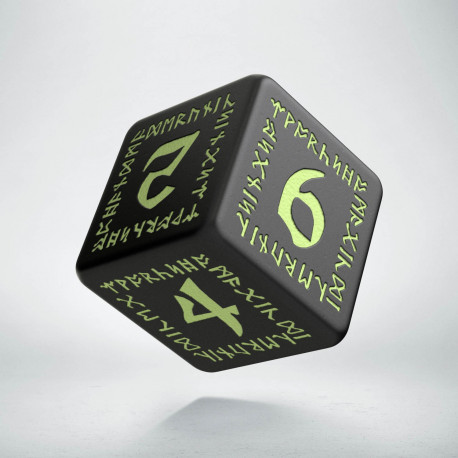 D6 Runic Die Black & glow-in-the-dark